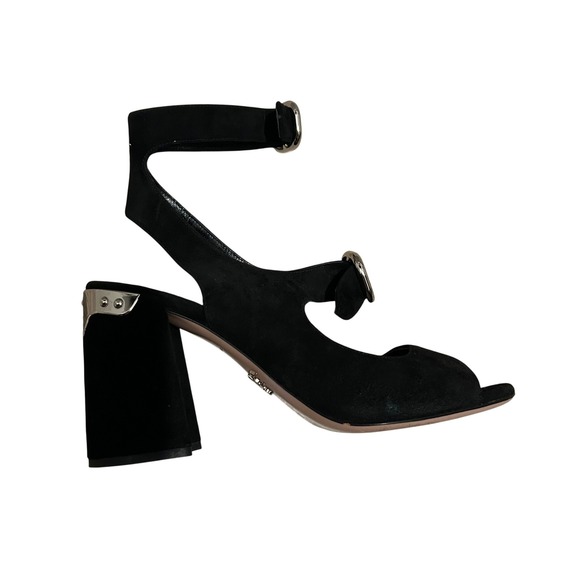 Prada Shoes - Prada Milano Black Suede Chunky Strappy Heels Vintage 90s Vampy Fairy Grunge